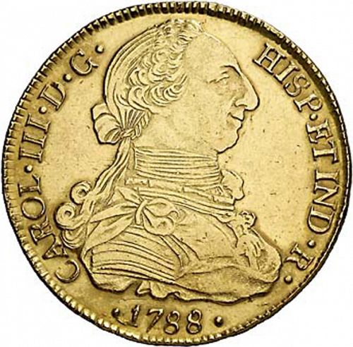 8 Escudos Obverse Image minted in SPAIN in 1788PR (1759-88  -  CARLOS III)  - The Coin Database