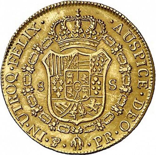 8 Escudos Reverse Image minted in SPAIN in 1788PR (1759-88  -  CARLOS III)  - The Coin Database