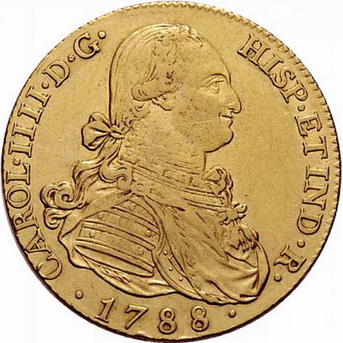 8 Escudos Obverse Image minted in SPAIN in 1788MF (1788-08  -  CARLOS IV)  - The Coin Database
