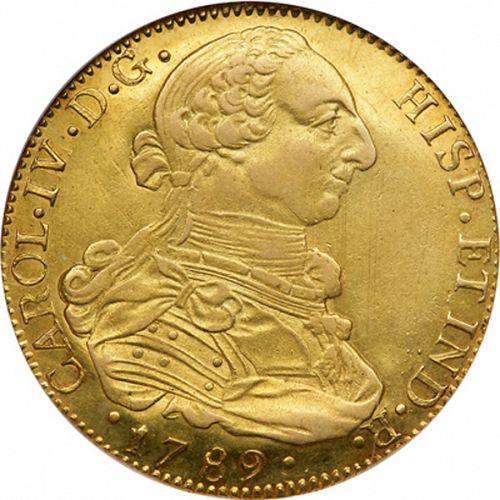 8 Escudos Obverse Image minted in SPAIN in 1789M (1788-08  -  CARLOS IV)  - The Coin Database