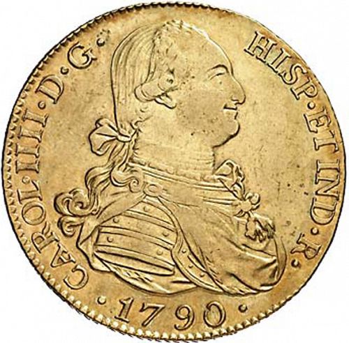 8 Escudos Obverse Image minted in SPAIN in 1790C (1788-08  -  CARLOS IV)  - The Coin Database