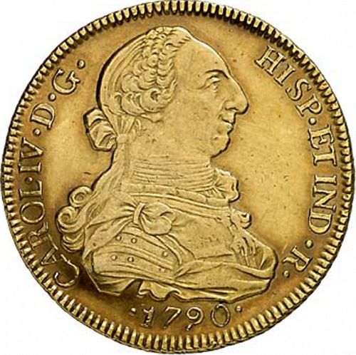 8 Escudos Obverse Image minted in SPAIN in 1790DA (1788-08  -  CARLOS IV)  - The Coin Database