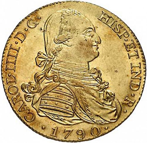 8 Escudos Obverse Image minted in SPAIN in 1790MF (1788-08  -  CARLOS IV)  - The Coin Database