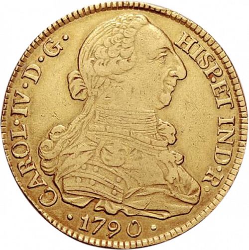 8 Escudos Obverse Image minted in SPAIN in 1790SF (1788-08  -  CARLOS IV)  - The Coin Database