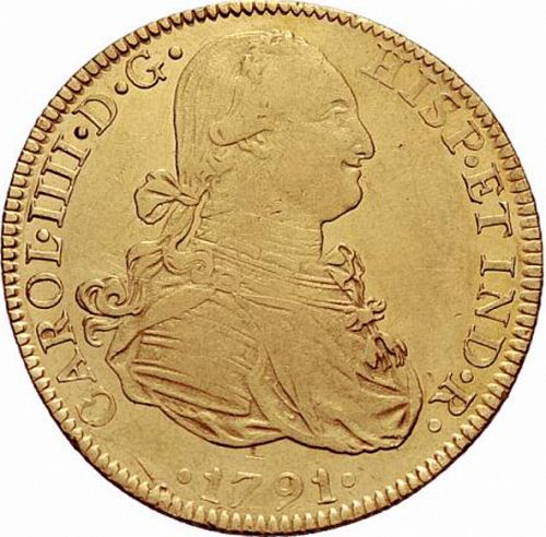 8 Escudos Obverse Image minted in SPAIN in 1791FM (1788-08  -  CARLOS IV)  - The Coin Database