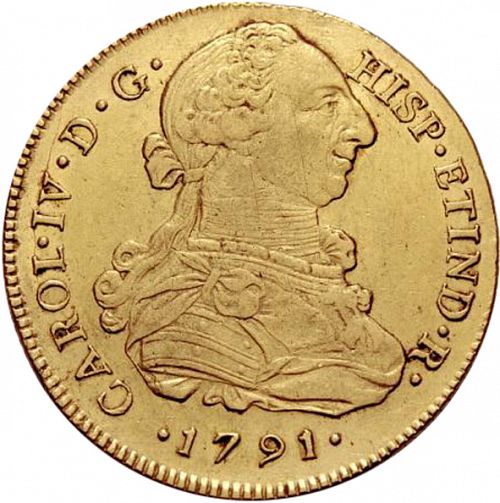 8 Escudos Obverse Image minted in SPAIN in 1791IJ (1788-08  -  CARLOS IV)  - The Coin Database