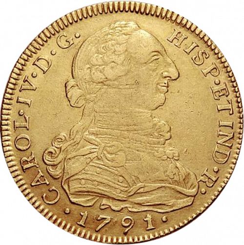 8 Escudos Obverse Image minted in SPAIN in 1791JJ (1788-08  -  CARLOS IV)  - The Coin Database