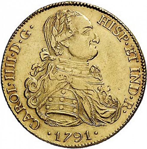 8 Escudos Obverse Image minted in SPAIN in 1791PR (1788-08  -  CARLOS IV)  - The Coin Database