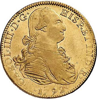 8 Escudos Obverse Image minted in SPAIN in 1792FM (1788-08  -  CARLOS IV)  - The Coin Database