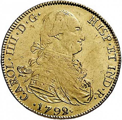 8 Escudos Obverse Image minted in SPAIN in 1792PR (1788-08  -  CARLOS IV)  - The Coin Database