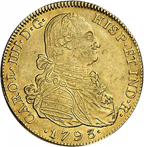 8 Escudos Obverse Image minted in SPAIN in 1793JJ (1788-08  -  CARLOS IV)  - The Coin Database