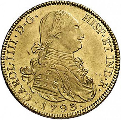 8 Escudos Obverse Image minted in SPAIN in 1793PR (1788-08  -  CARLOS IV)  - The Coin Database