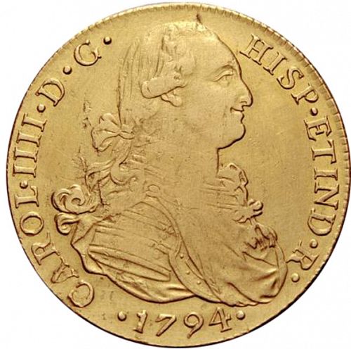 8 Escudos Obverse Image minted in SPAIN in 1794IJ (1788-08  -  CARLOS IV)  - The Coin Database