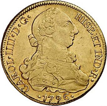 8 Escudos Obverse Image minted in SPAIN in 1796DA (1788-08  -  CARLOS IV)  - The Coin Database