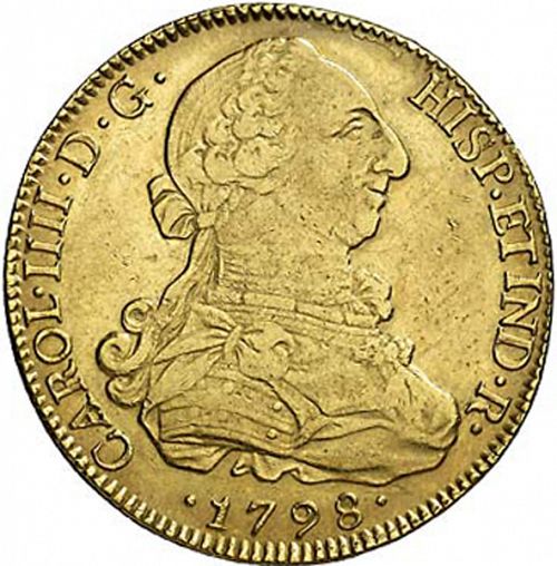 8 Escudos Obverse Image minted in SPAIN in 1798DA (1788-08  -  CARLOS IV)  - The Coin Database