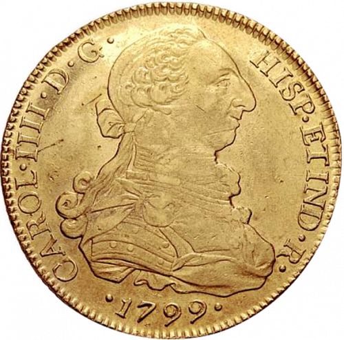 8 Escudos Obverse Image minted in SPAIN in 1799DA (1788-08  -  CARLOS IV)  - The Coin Database