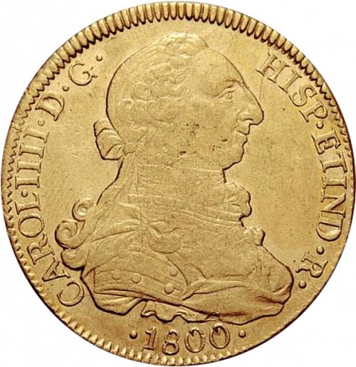 8 Escudos Obverse Image minted in SPAIN in 1800DA (1788-08  -  CARLOS IV)  - The Coin Database