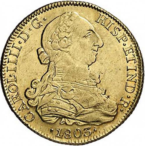 8 Escudos Obverse Image minted in SPAIN in 1803FJ (1788-08  -  CARLOS IV)  - The Coin Database