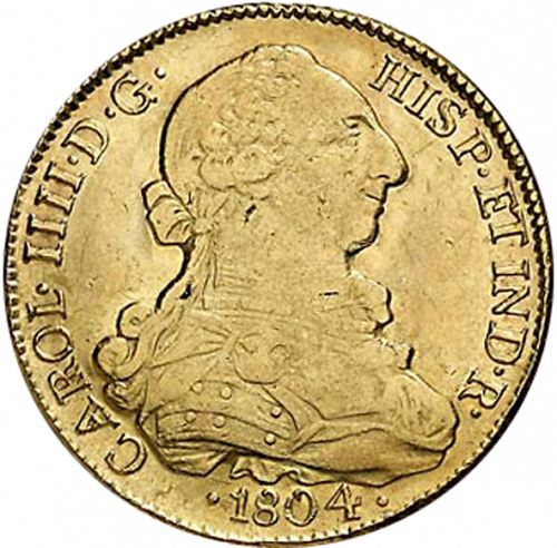 8 Escudos Obverse Image minted in SPAIN in 1804FJ (1788-08  -  CARLOS IV)  - The Coin Database