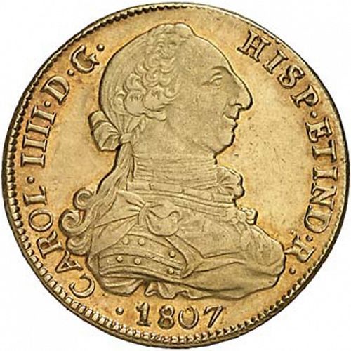 8 Escudos Obverse Image minted in SPAIN in 1807FJ (1788-08  -  CARLOS IV)  - The Coin Database