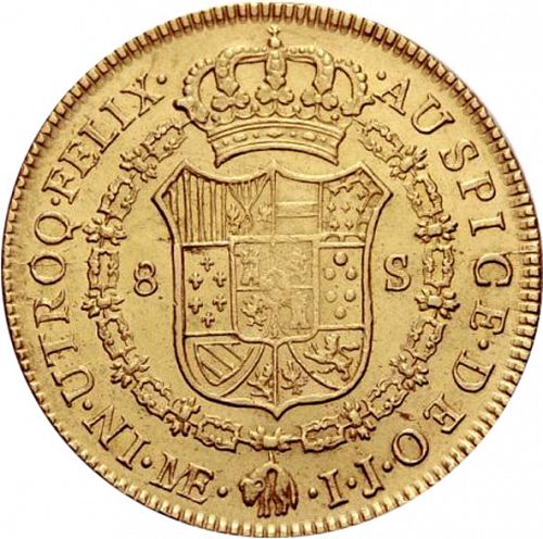8 Escudos Reverse Image minted in SPAIN in 1789IJ (1788-08  -  CARLOS IV)  - The Coin Database