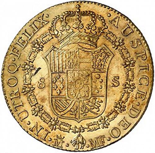 8 Escudos Reverse Image minted in SPAIN in 1790MF (1788-08  -  CARLOS IV)  - The Coin Database