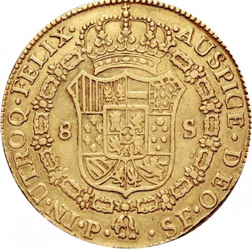 8 Escudos Reverse Image minted in SPAIN in 1790SF (1788-08  -  CARLOS IV)  - The Coin Database