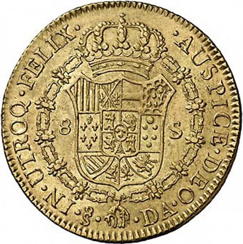 8 Escudos Reverse Image minted in SPAIN in 1791DA (1788-08  -  CARLOS IV)  - The Coin Database