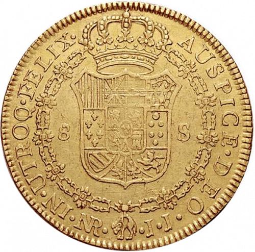 8 Escudos Reverse Image minted in SPAIN in 1791FM (1788-08  -  CARLOS IV)  - The Coin Database