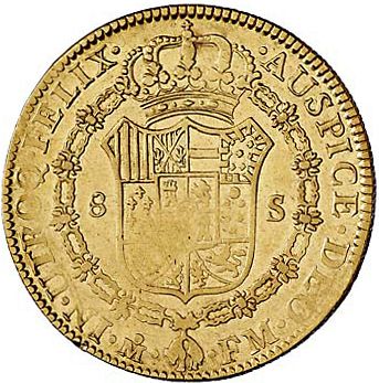 8 Escudos Reverse Image minted in SPAIN in 1792FM (1788-08  -  CARLOS IV)  - The Coin Database