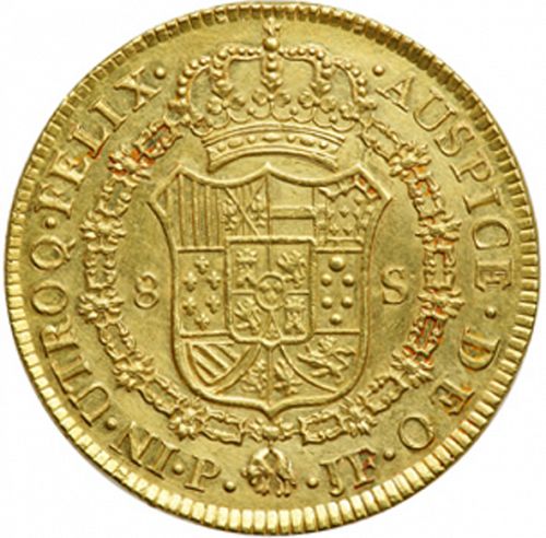 8 Escudos Reverse Image minted in SPAIN in 1792JF (1788-08  -  CARLOS IV)  - The Coin Database