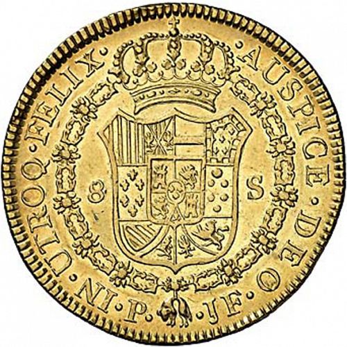 8 Escudos Reverse Image minted in SPAIN in 1793JF (1788-08  -  CARLOS IV)  - The Coin Database