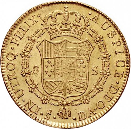 8 Escudos Reverse Image minted in SPAIN in 1799DA (1788-08  -  CARLOS IV)  - The Coin Database