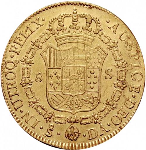8 Escudos Reverse Image minted in SPAIN in 1800DA (1788-08  -  CARLOS IV)  - The Coin Database