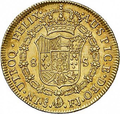 8 Escudos Reverse Image minted in SPAIN in 1805FJ (1788-08  -  CARLOS IV)  - The Coin Database