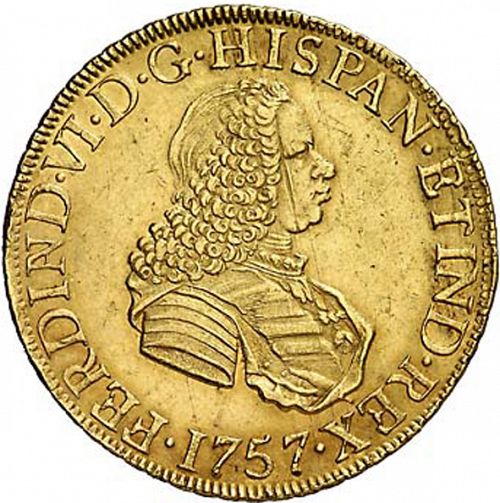 8 Escudos Obverse Image minted in SPAIN in 1757JM (1746-59  -  FERNANDO VI)  - The Coin Database