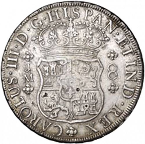 8 Reales Obverse Image minted in SPAIN in 1760JM (1759-88  -  CARLOS III)  - The Coin Database