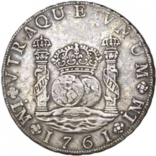 8 Reales Obverse Image minted in SPAIN in 1761JM (1759-88  -  CARLOS III)  - The Coin Database