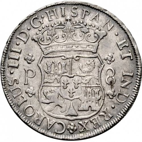 8 Reales Obverse Image minted in SPAIN in 1761P (1759-88  -  CARLOS III)  - The Coin Database