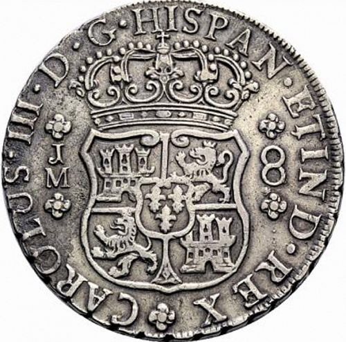 8 Reales Obverse Image minted in SPAIN in 1762JM (1759-88  -  CARLOS III)  - The Coin Database