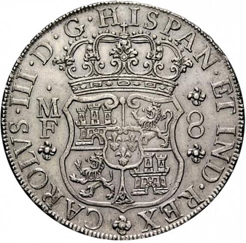 8 Reales Obverse Image minted in SPAIN in 1764MF (1759-88  -  CARLOS III)  - The Coin Database