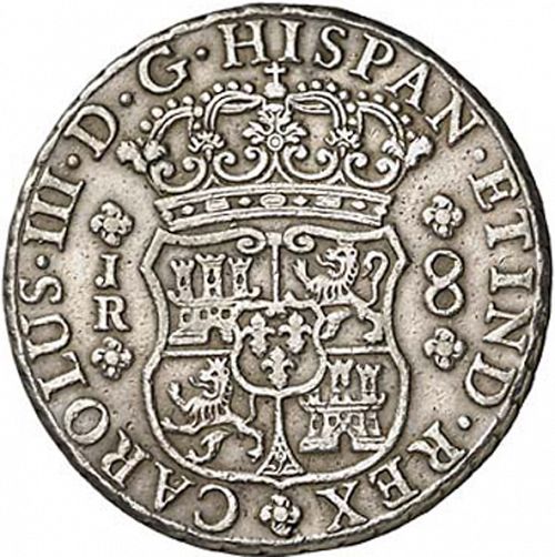 8 Reales Obverse Image minted in SPAIN in 1767JR (1759-88  -  CARLOS III)  - The Coin Database