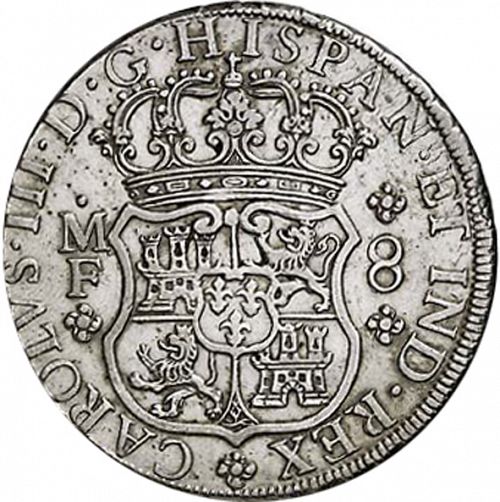 8 Reales Obverse Image minted in SPAIN in 1767MF (1759-88  -  CARLOS III)  - The Coin Database