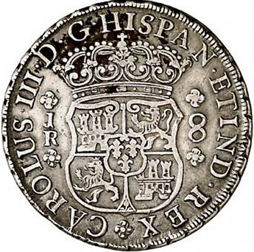 8 Reales Obverse Image minted in SPAIN in 1769JR (1759-88  -  CARLOS III)  - The Coin Database