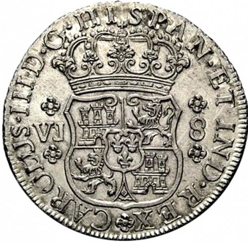 8 Reales Obverse Image minted in SPAIN in 1770VJ (1759-88  -  CARLOS III)  - The Coin Database