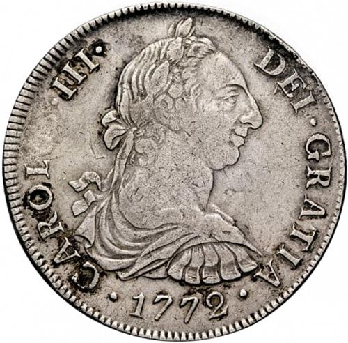 8 Reales Obverse Image minted in SPAIN in 1772JM (1759-88  -  CARLOS III)  - The Coin Database