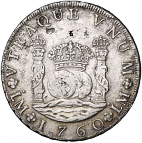 8 Reales Reverse Image minted in SPAIN in 1760JM (1759-88  -  CARLOS III)  - The Coin Database