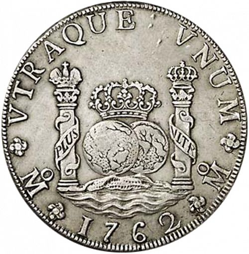 8 Reales Reverse Image minted in SPAIN in 1762MM (1759-88  -  CARLOS III)  - The Coin Database