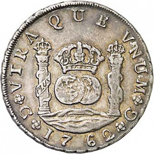 8 Reales Reverse Image minted in SPAIN in 1762P (1759-88  -  CARLOS III)  - The Coin Database