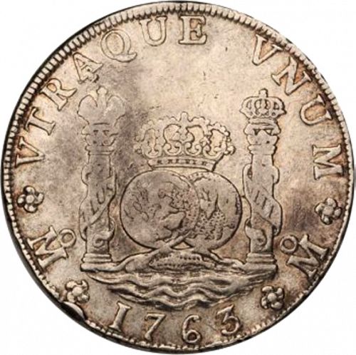8 Reales Reverse Image minted in SPAIN in 1763MM (1759-88  -  CARLOS III)  - The Coin Database